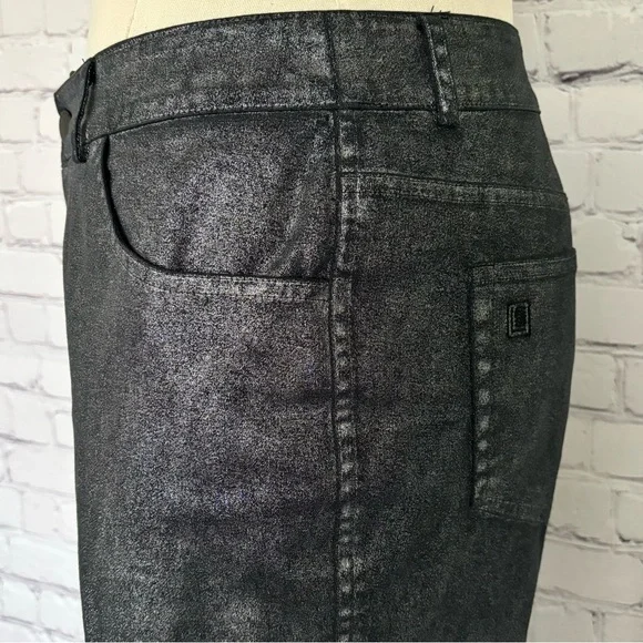 LAUNDRY by Shelli Segal Black Metallic Skinny Cropped Pants--EUC--8 - Picture 8 of 16